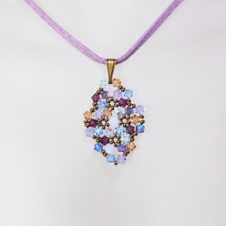 Pendant 45cm - Shea Rhombus S-Mauve Suedine - Pendant 45cm - Laiton bronze